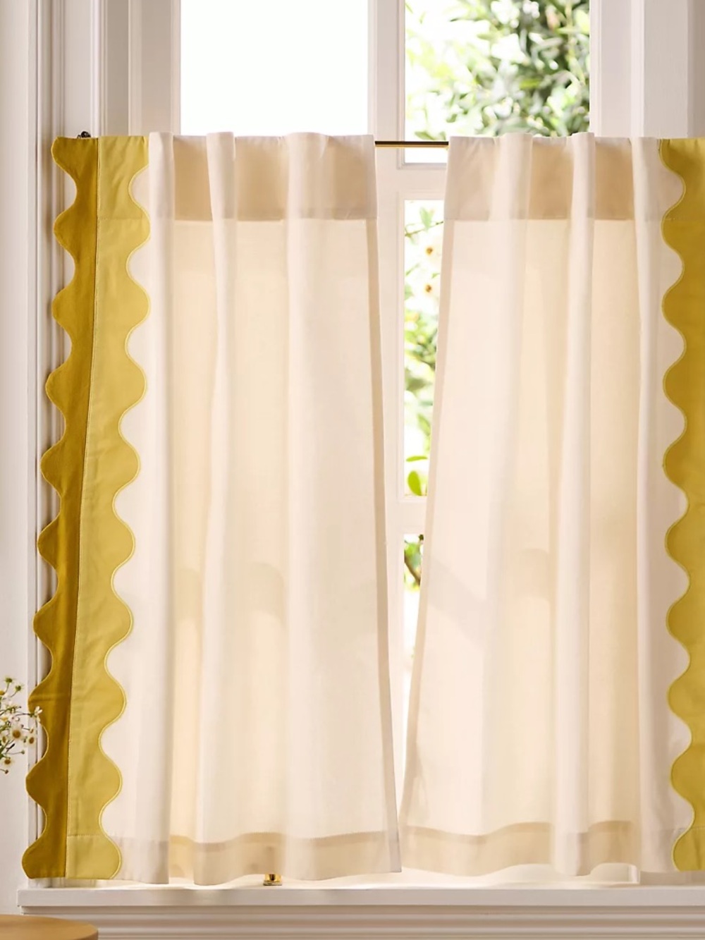 Maeve Anthropologie Scalloped Cafe Curtain - Single Panel ONLY